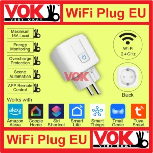 VOK Smart Wi-Fi Socket Plug EU with Real-Time Energy Monitoring (Type E/Type F CEE 7/7 compatible)