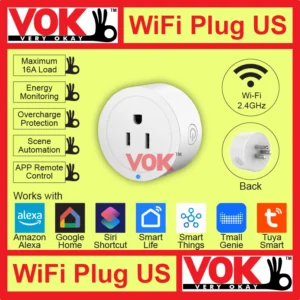 VOK Smart Wi-Fi Socket Plug US with Real-Time Energy Monitoring (Type B NEMA-5-15 compatible)